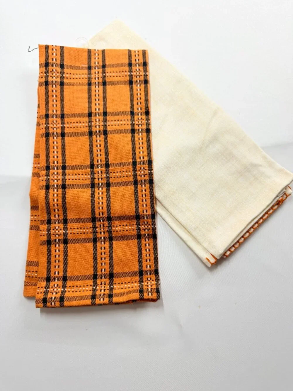 Hyde & EEK! Haunted House Halloween Kitchen Towels 2 Pack Orange Plaid New